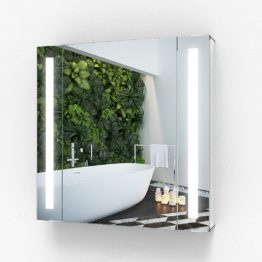 Illuminated Bathroom Mirror Cabinet with LED light on both sides of the cabinet