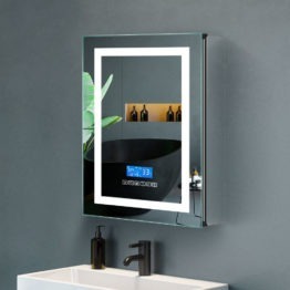 Led Lights Bluetooth Speaker Smart Bathroom Mirror Cabinet With Temperature And Clock