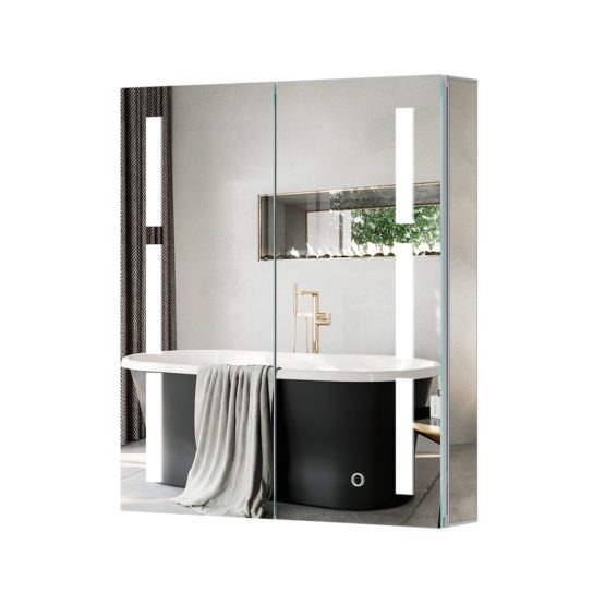 Illuminated Dimmable Led aluminum bathroom mirror cabinet