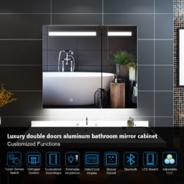 Aluminum led wall mounted mirror cabinet with light for bathroom