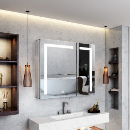Aluminum led wall mounted bathroom mirror cabinet for wash basin
