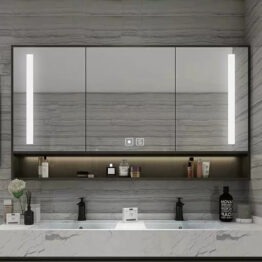 Aluminum led wall mounted Hollow out bathroom mirror cabinet