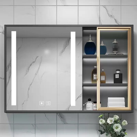 black aluminum bathroom mirror cabinet