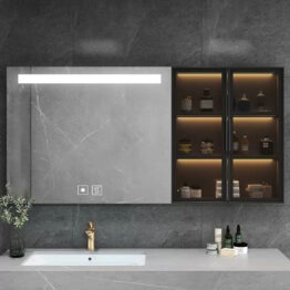 black aluminum bathroom mirror cabinet