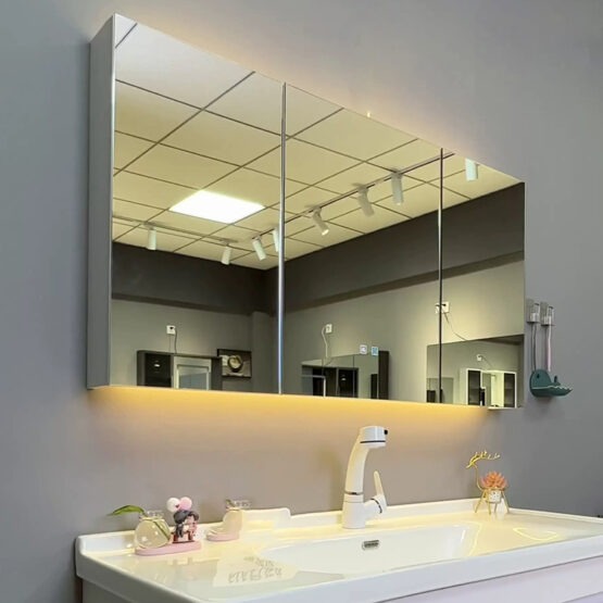 backlit light mirror cabinet