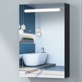 Luxury design aluminum led light black bathroom mirror cabinet