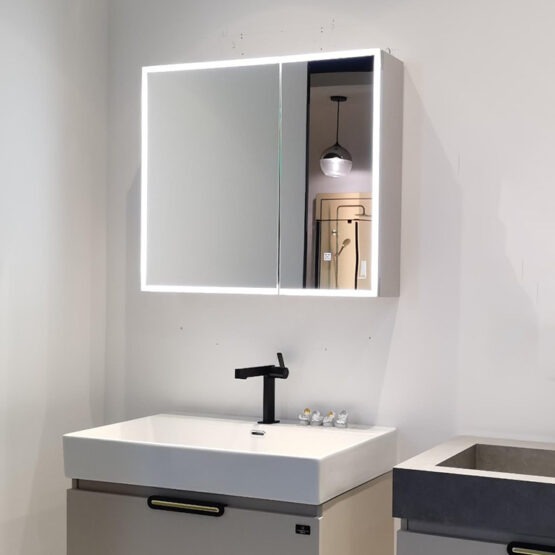 Custom design aluminum led rectangle bathroom mirror cabinet with light